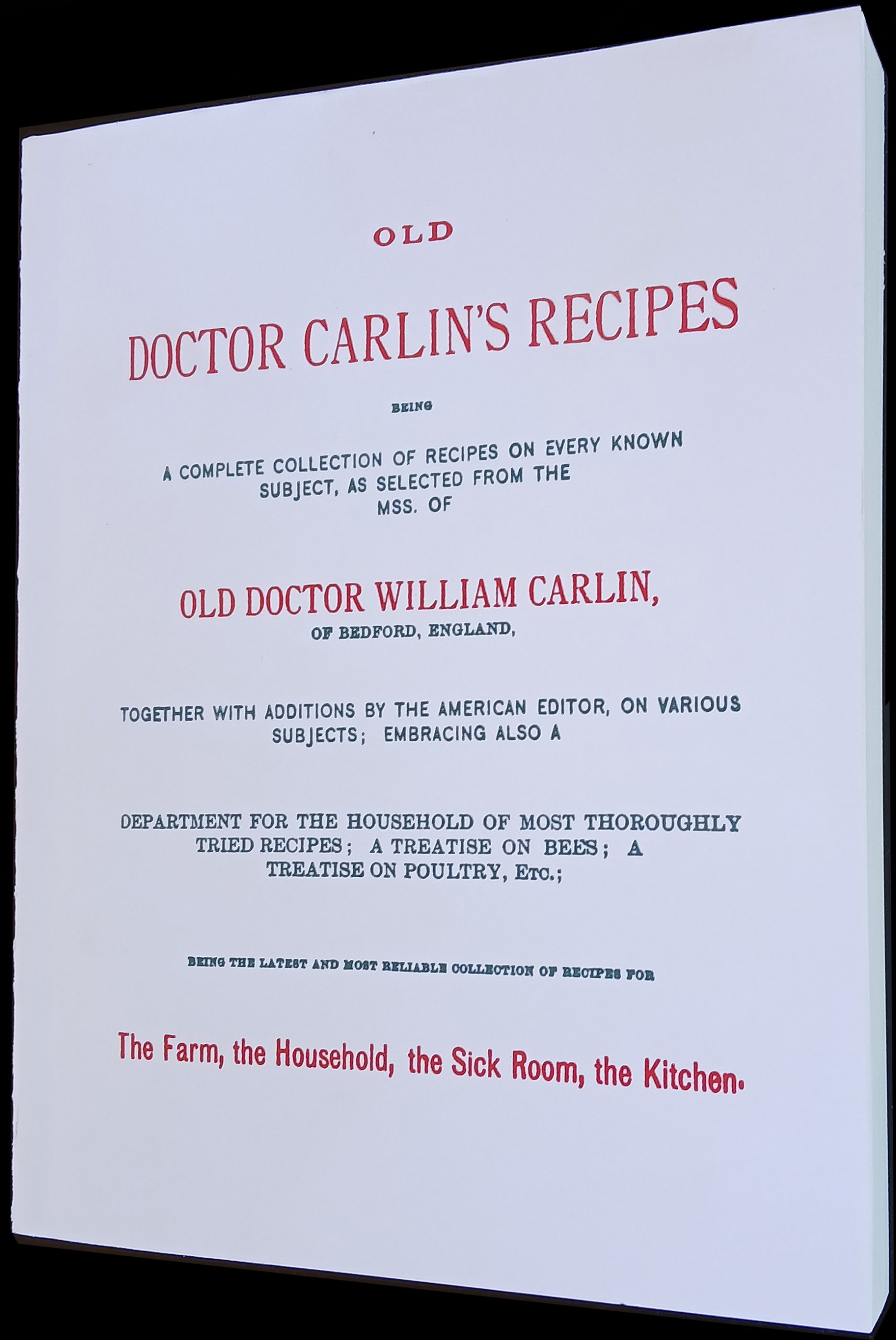 Old Dr. Carlin's Recipes 1881
